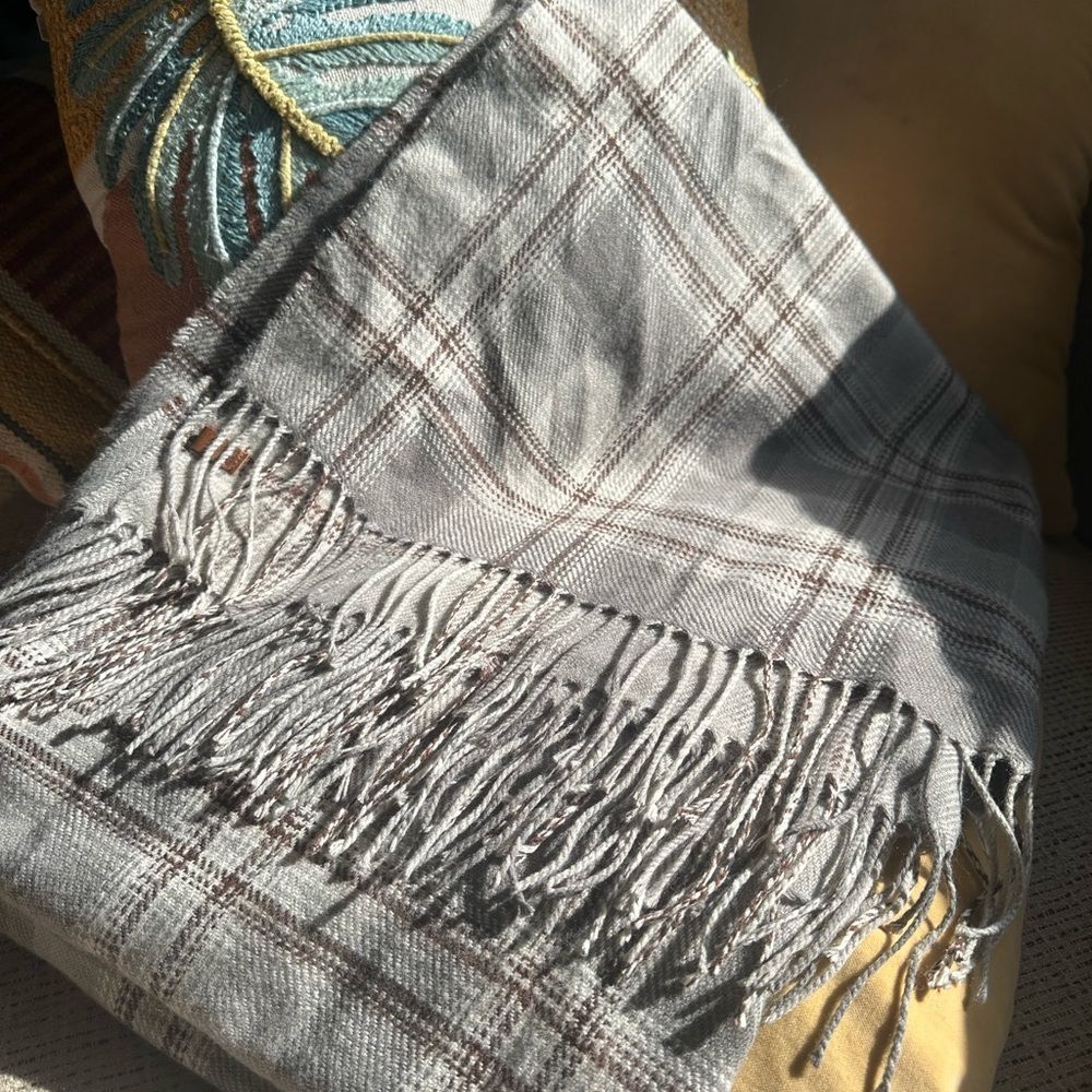 Roots Gray and Brown Plaid scarf/wrap